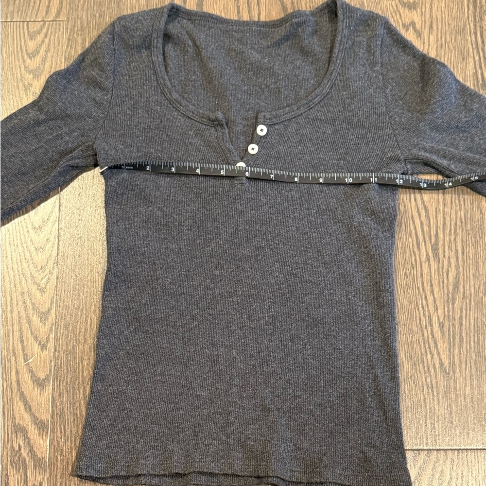 Gray Long Sleeve Henley Top
